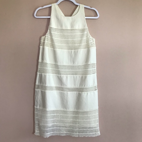 LOFT Jasmine ivory eyelet cotton linen shift dress - Picture 3 of 7